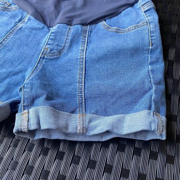 Maacie Maternity High Waist Jean Shorts Whole Pregnancy Short Jeans - Picture 7 of 10